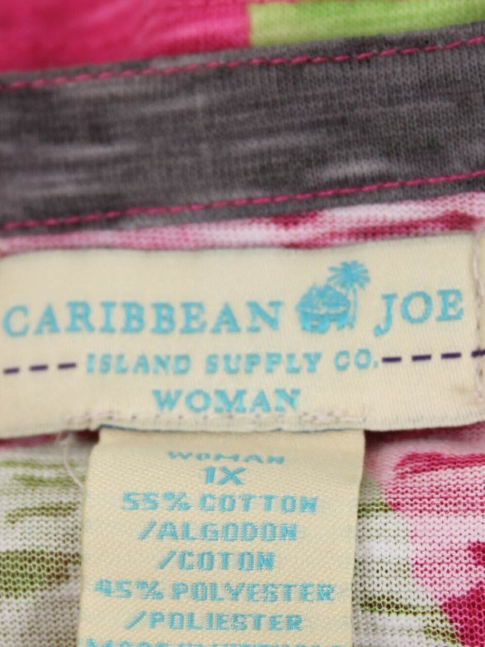 Caribbean Joe XL Pink Green Dachshund Dog Print Henley Top - Picture 7 of 10